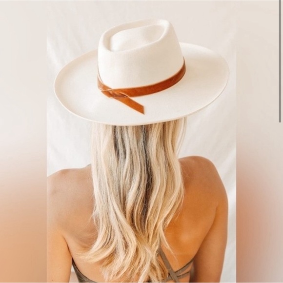 Lack of Color Cream Australian Wool Rust Velvet Wide Brim Hat - Picture 4 of 4